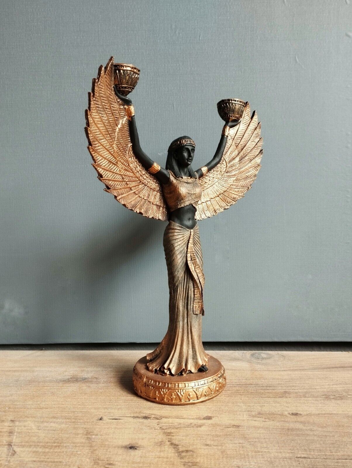 Egyptian Isis Goddess Statue Resin Candlestick