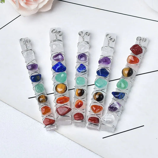 1PC Seven Chakra Healing Crystals Stones Selenite Stick Wand