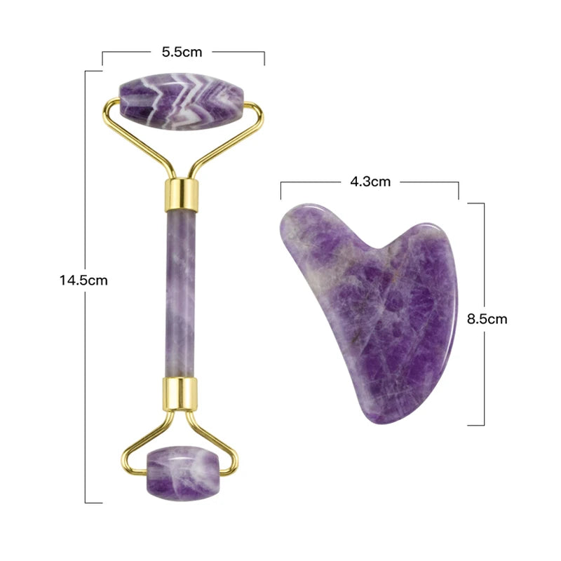 Amethyst Face Massage Roller/ Gua Sha Massager