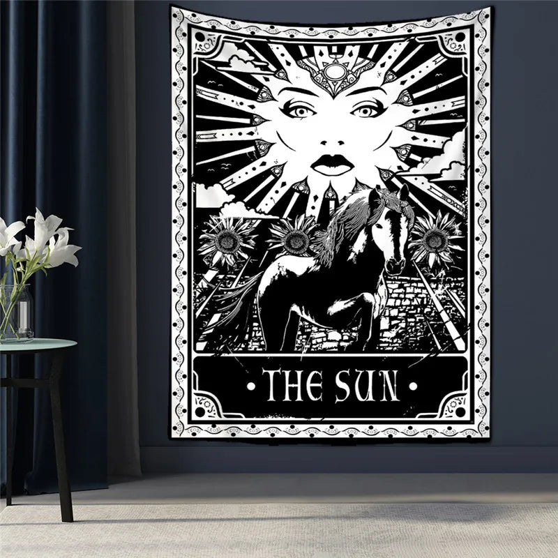 Black tarot card tapestry