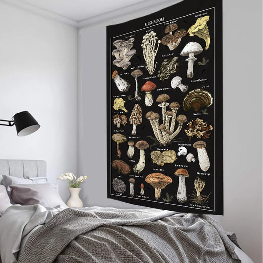 Black Mushroom Image Tapestry