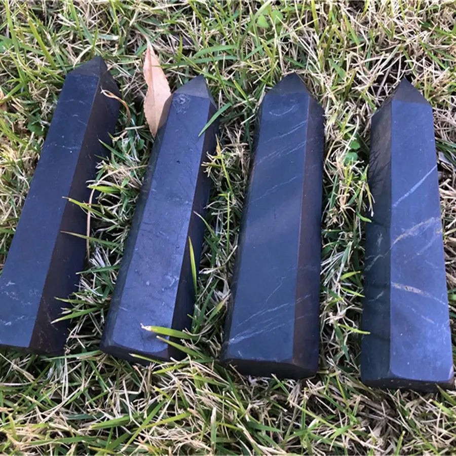 Shungite Natural Stone Crystals Point towers