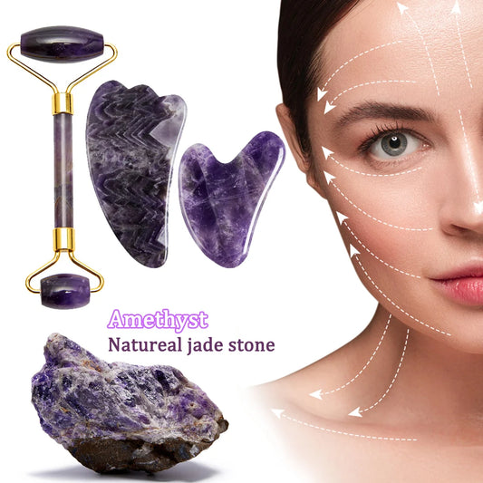 Amethyst Face Massage Roller/ Gua Sha Massager