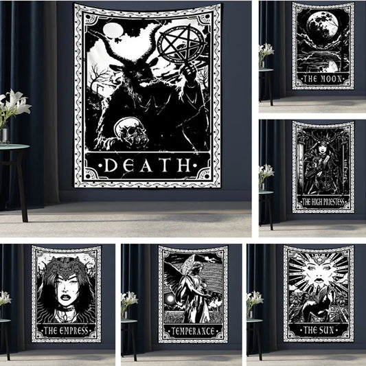 Black tarot card tapestry