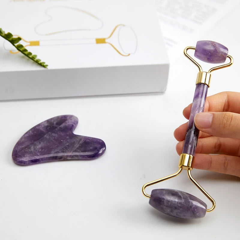 Amethyst Face Massage Roller/ Gua Sha Massager