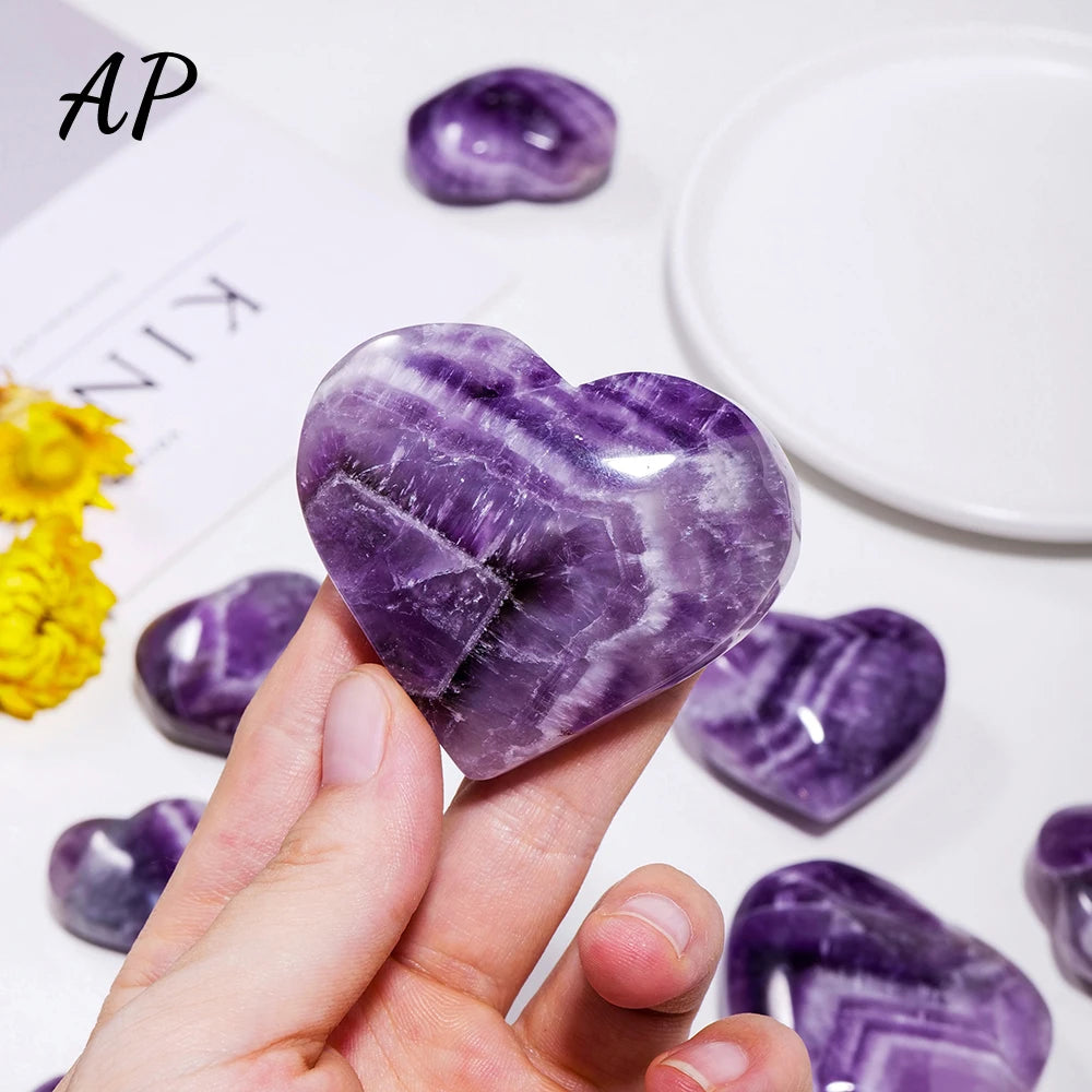 1pc Natural Purple Quartz Dream Amethyst Heart Shape