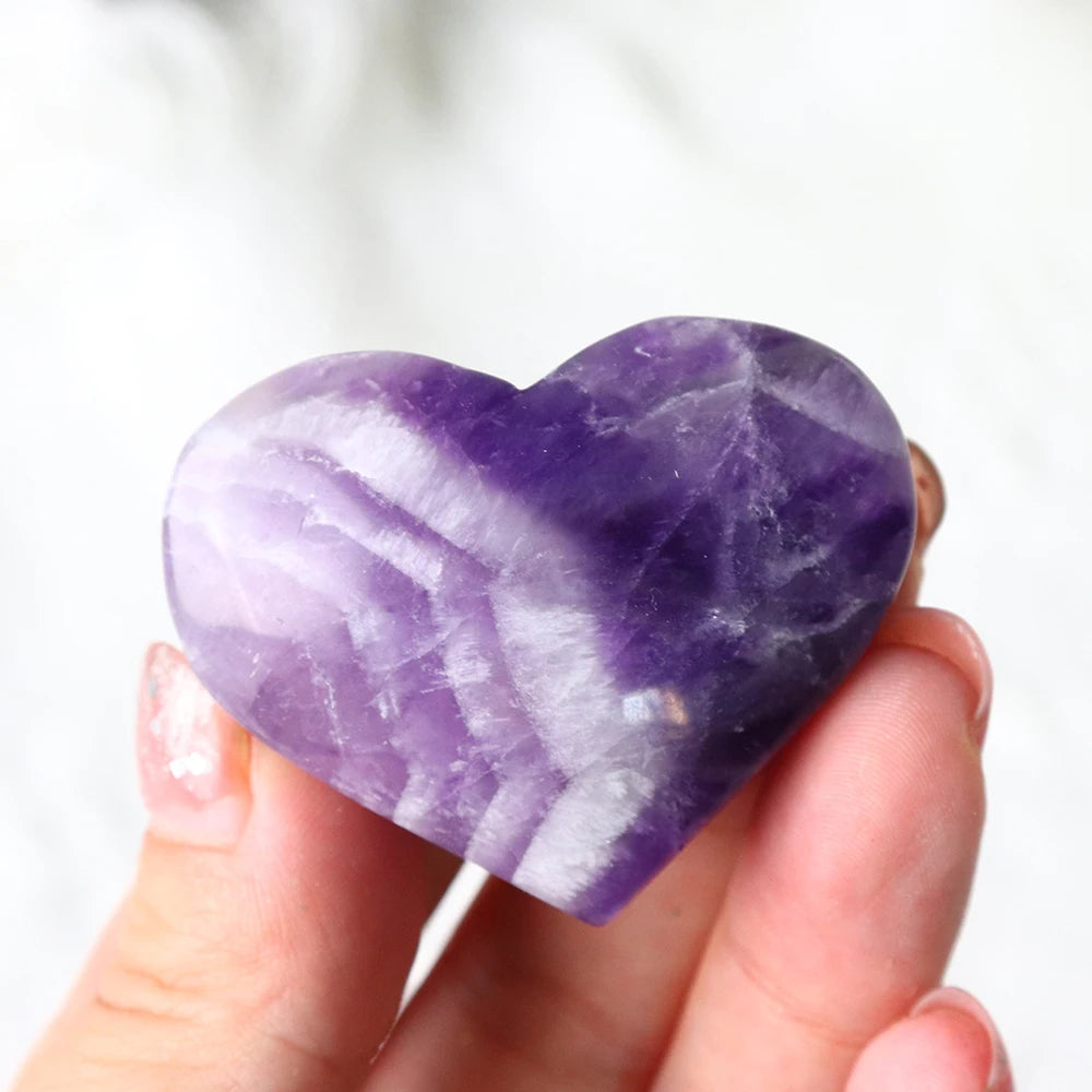 1pc Natural Purple Quartz Dream Amethyst Heart Shape