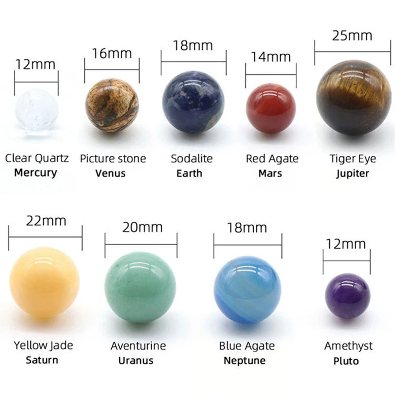 Natural Crystal Planet Balls -Solar System