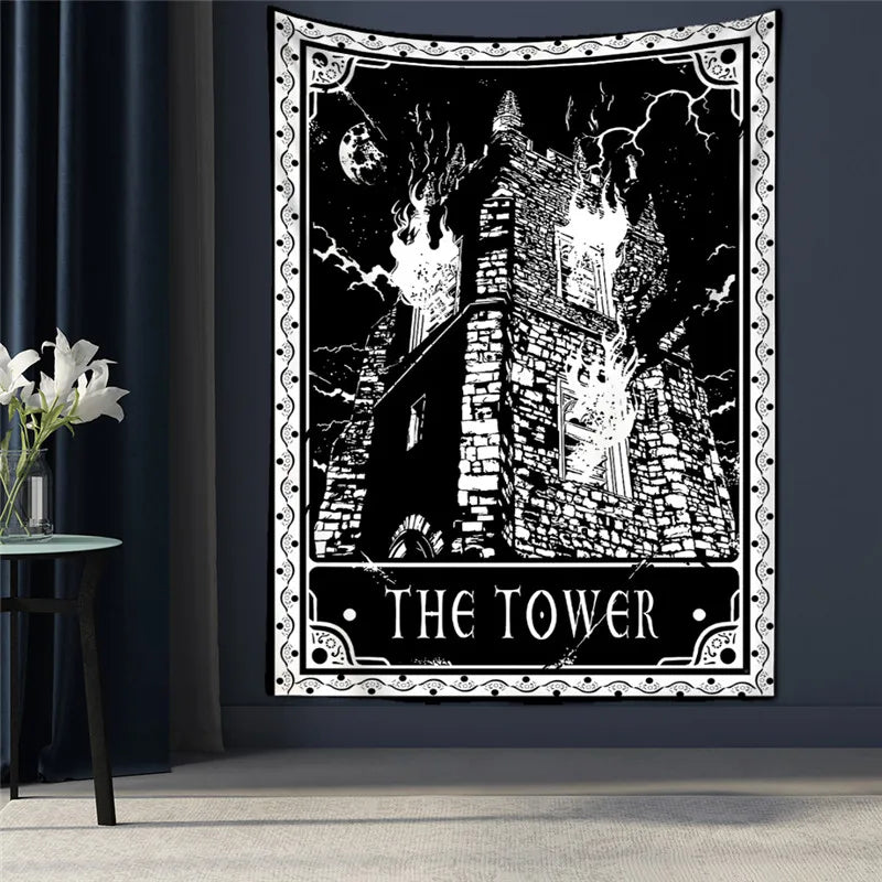 Black tarot card tapestry