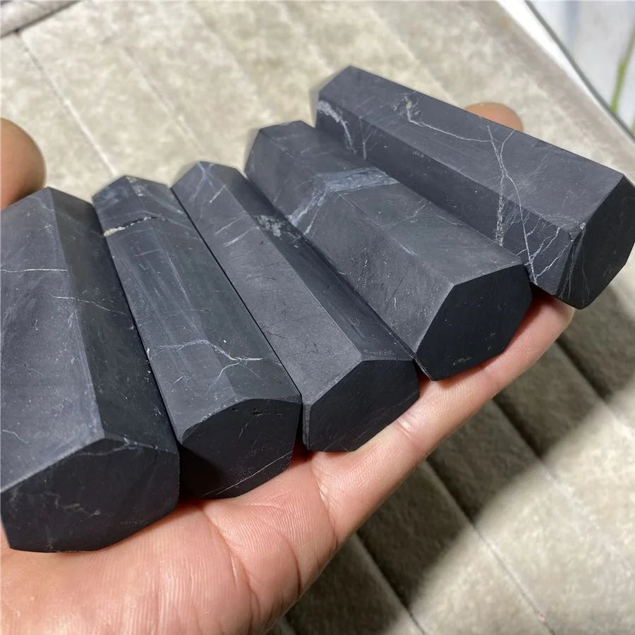 Shungite Natural Stone Crystals Point towers