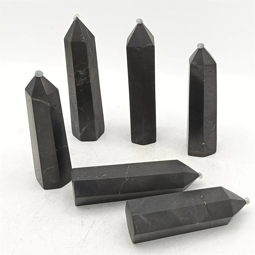 Shungite Natural Stone Crystals Point towers