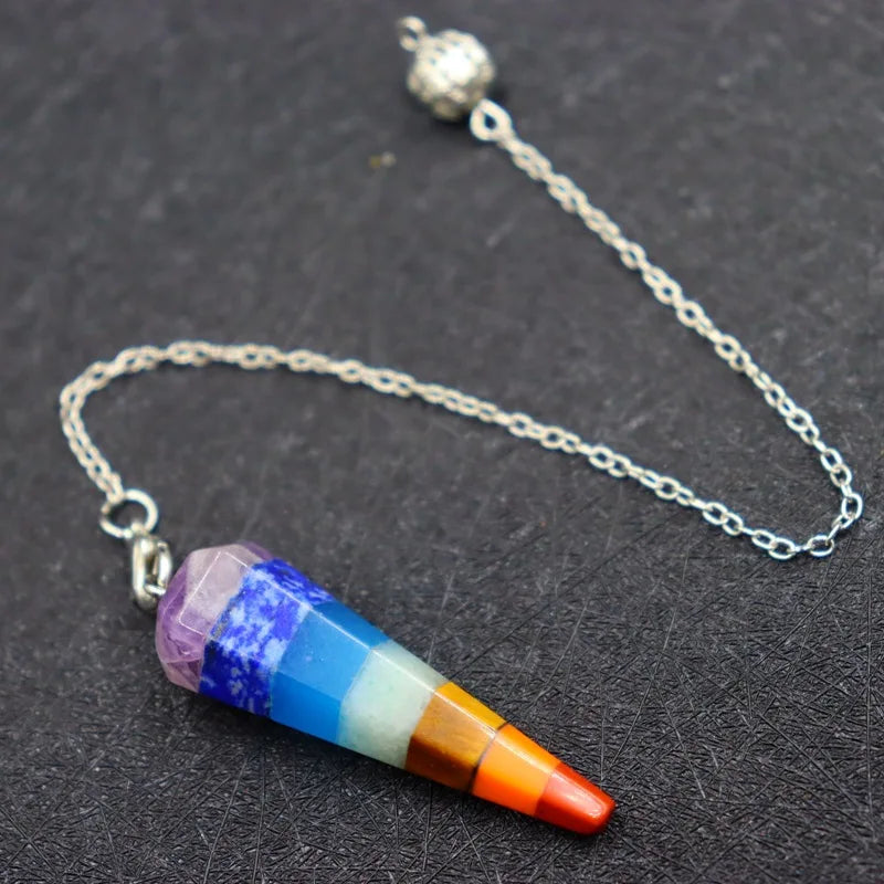 7 Chakra Stones Healing Crystal Pendulum