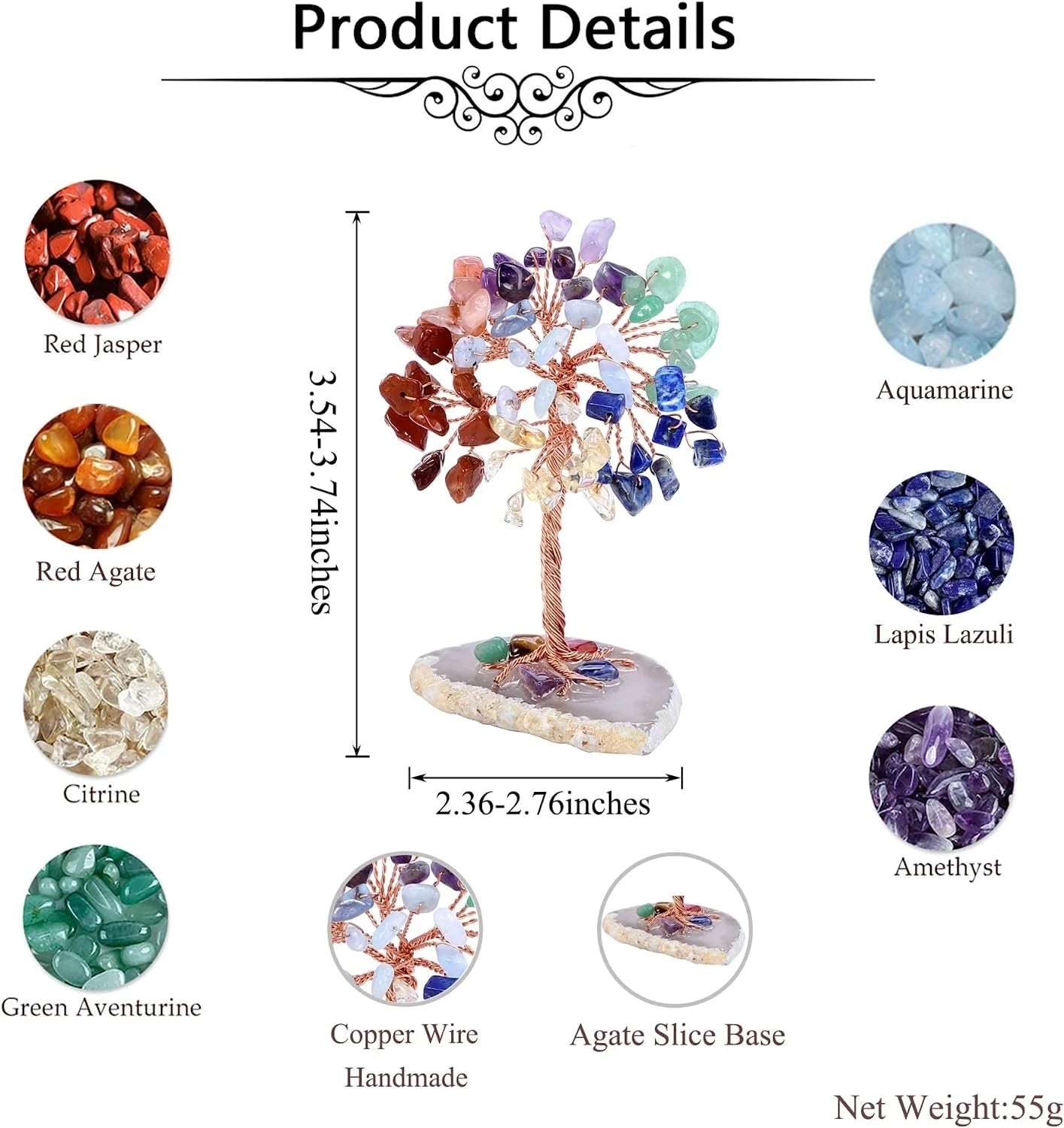 Healing Crystals Stones Tree (money tree)