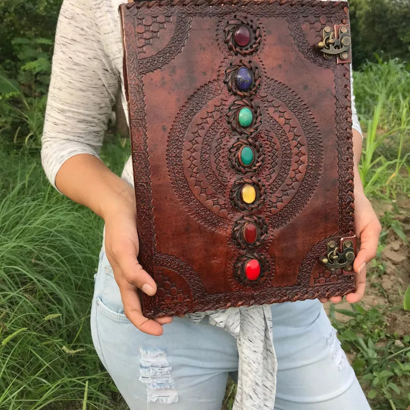 Seven Chakra Medieval Setting Stone Writing Journal