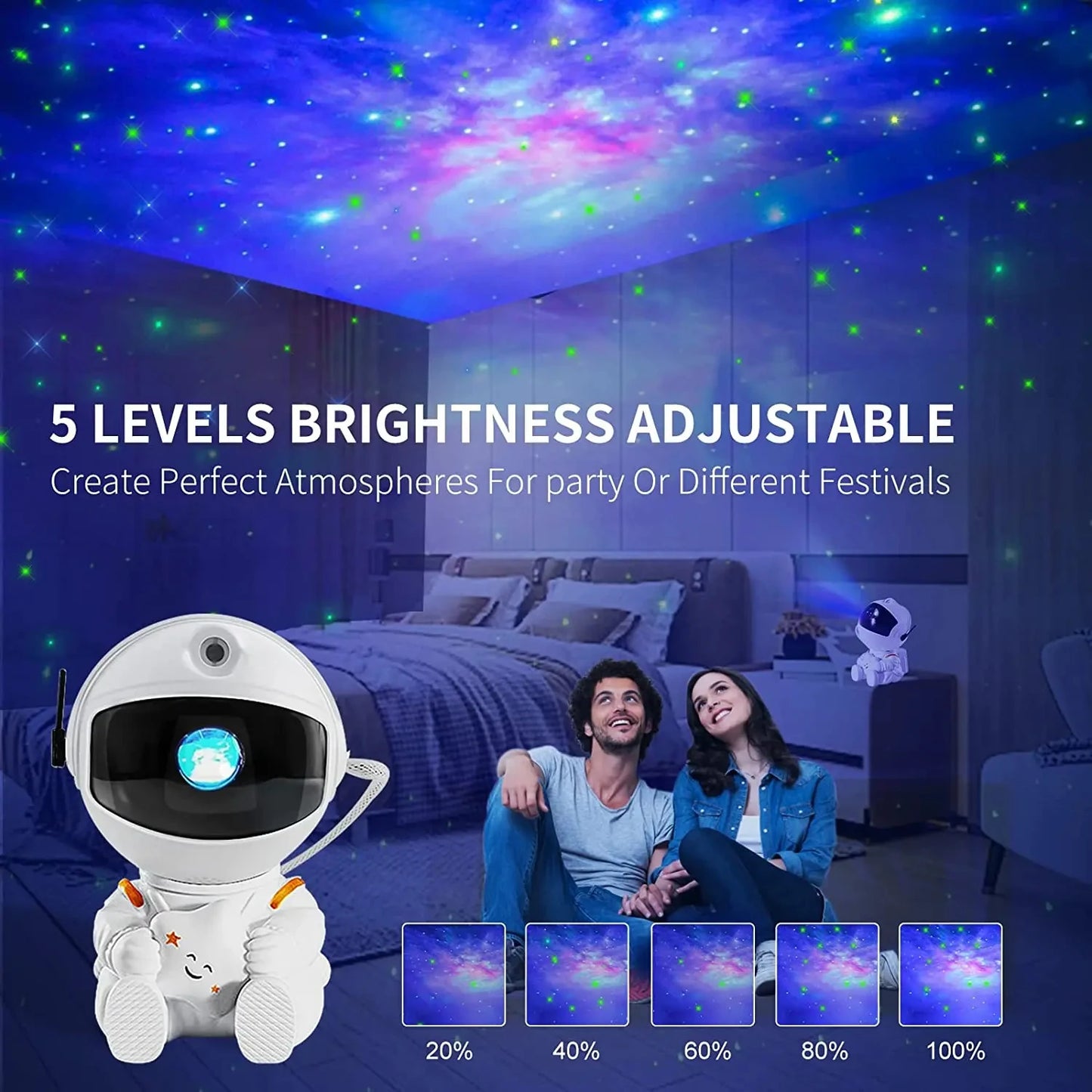 Astronaut Star Projector Night Light with Remote Control 360 Adjustable