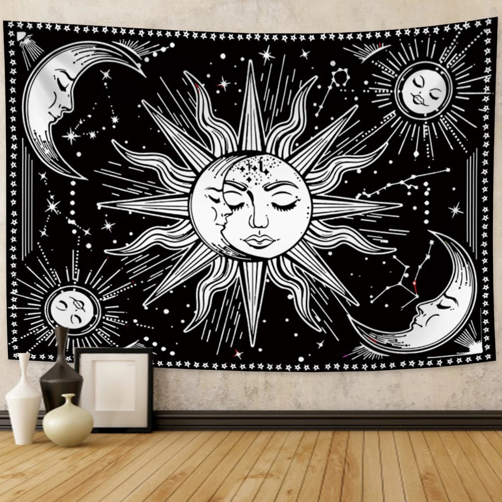 Astrology Sun Moon Mandala Tapestry