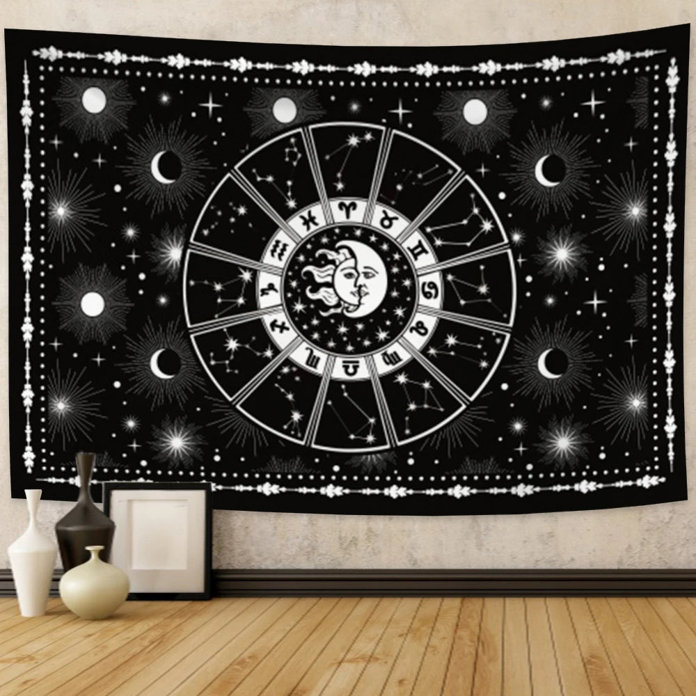 Astrology Sun Moon Mandala Tapestry