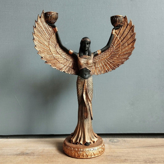 Egyptian Isis Goddess Statue Resin Candlestick